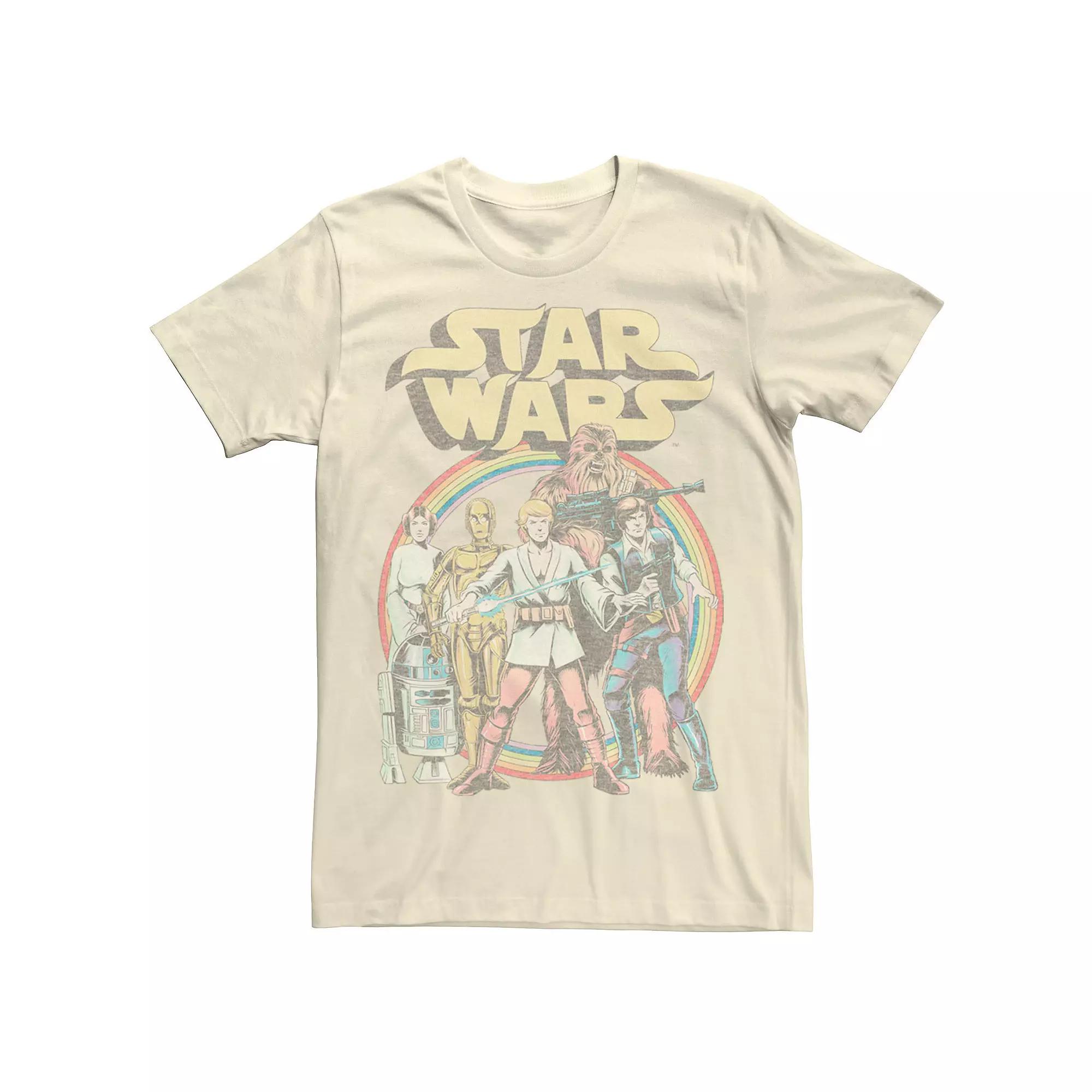 Men's Star Wars Rainbow Retro Group Logo Tee, Size: Medium, Natural Product Image