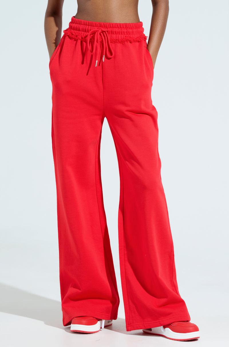 LOVERS CLUB WIDE LEG JOGGER IN RED Product Image