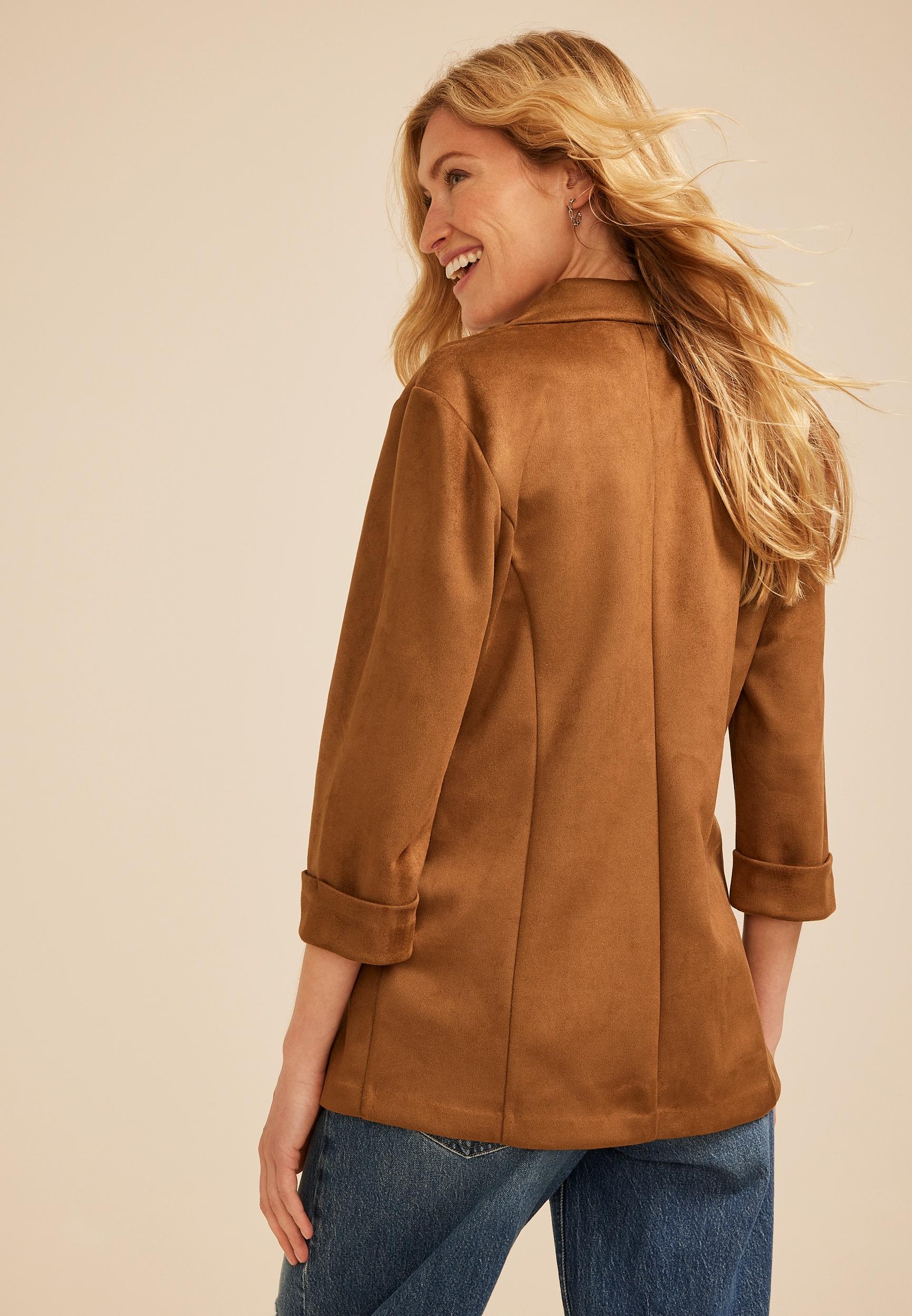 Faux Suede Open Front Blazer Product Image