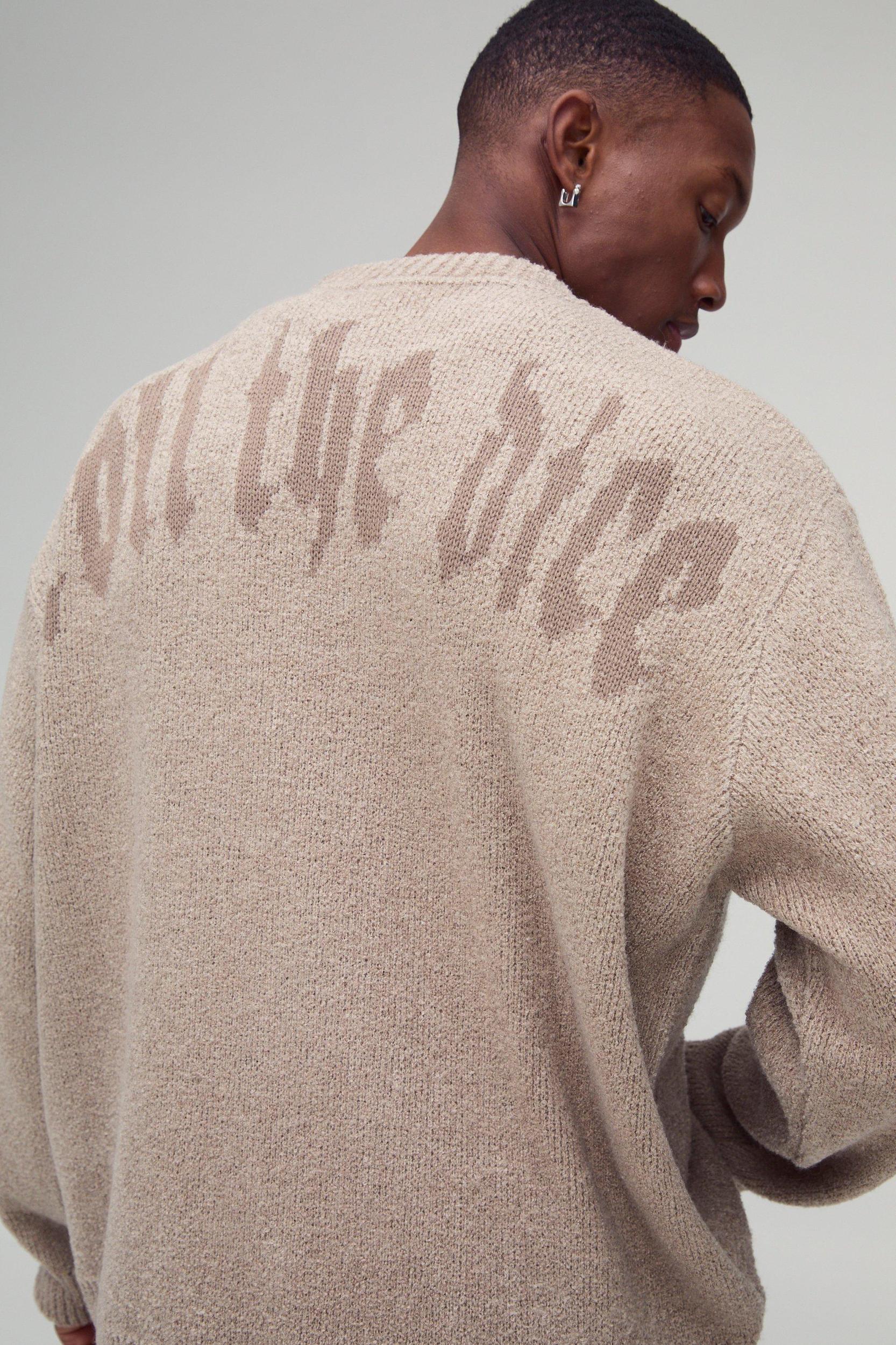 Oversized Boxy Dice Graphic Brushed Knitted Sweater | boohooMAN USA Product Image
