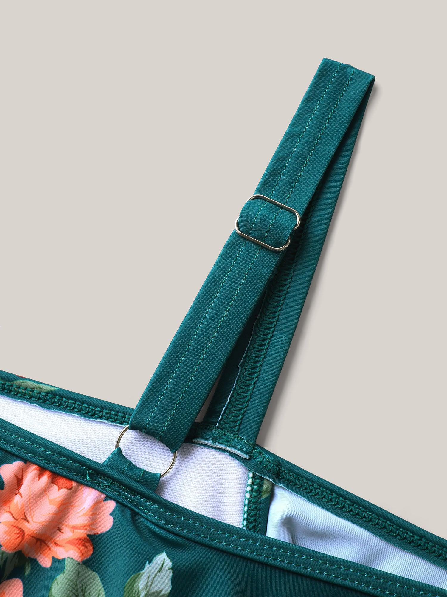 Two-Piece Floral Ruffled Knotted One-Piece, Sarong Female Product Image