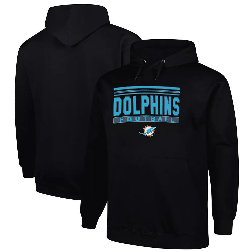 Men's Fanatics Black Miami Dolphins Big & Tall Pop Pullover Hoodie,  Product Image
