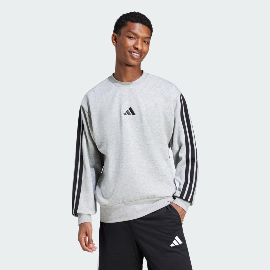 adidas Essentials 3-Stripes Fleece Sweatshirt Black XS Mens Product Image