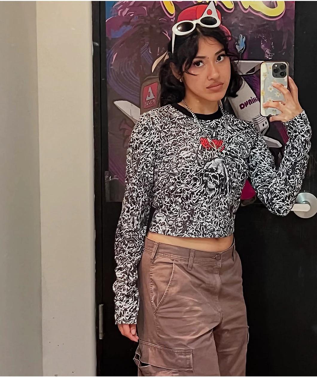 Lurking Class By Sketchy Tank x Stikker Madness Black & White Thermal Long Sleeve Crop T-Shirt Product Image