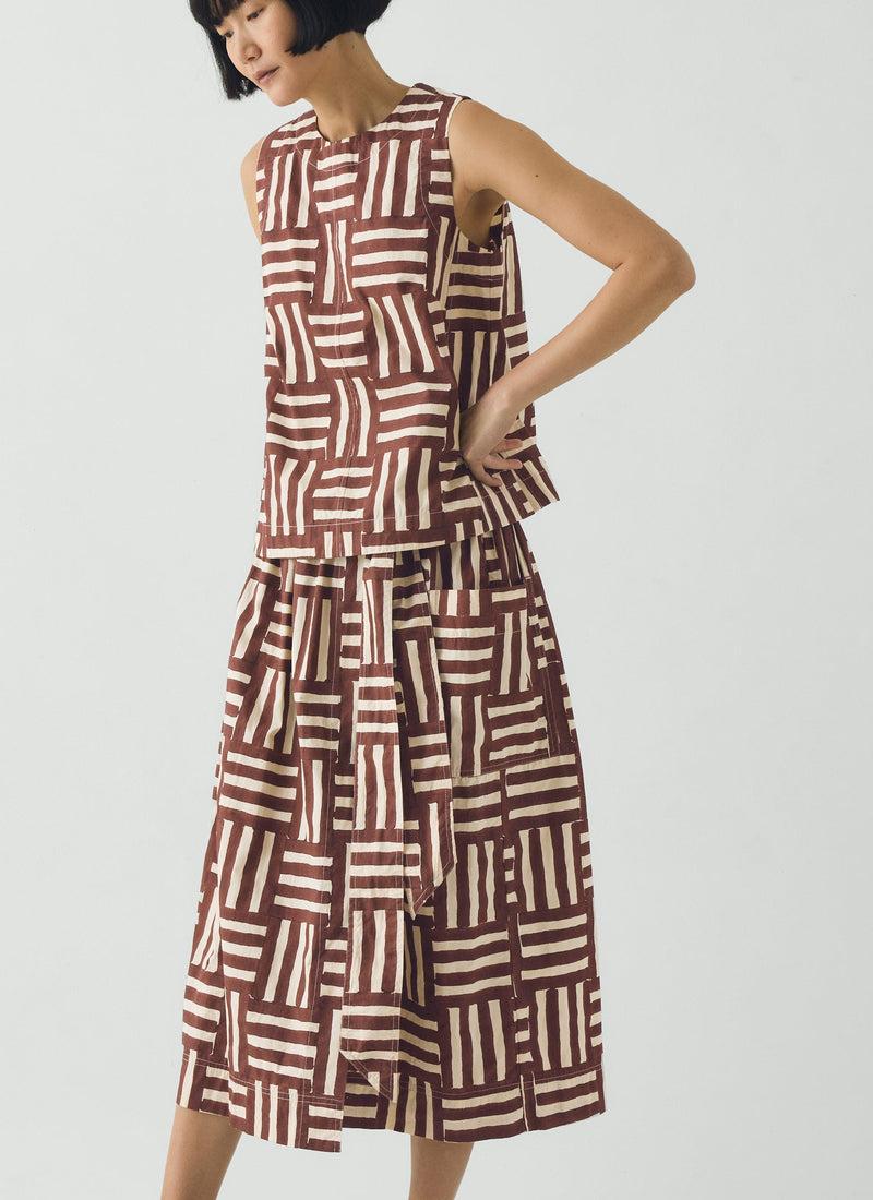 Block Print Patchwork Stripe Wrap Skirt | Sable Product Image