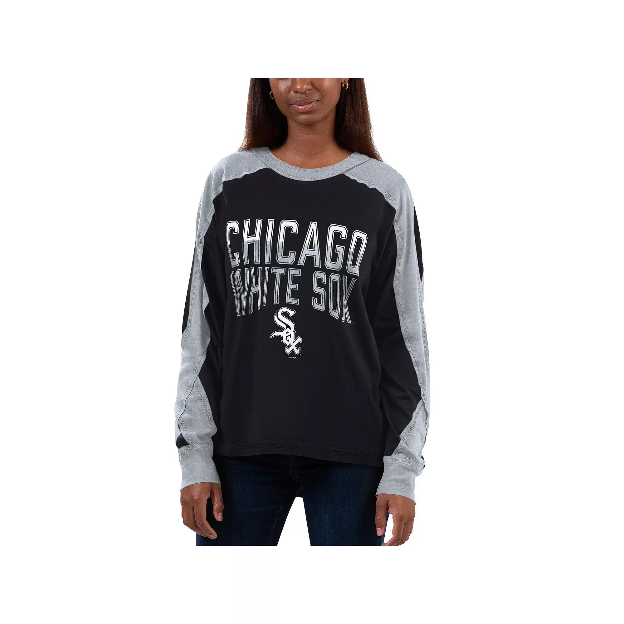 Women's G-III 4Her by Carl Banks Black/Silver Chicago White Sox Smash Raglan Long Sleeve T-Shirt, Size: Small Product Image