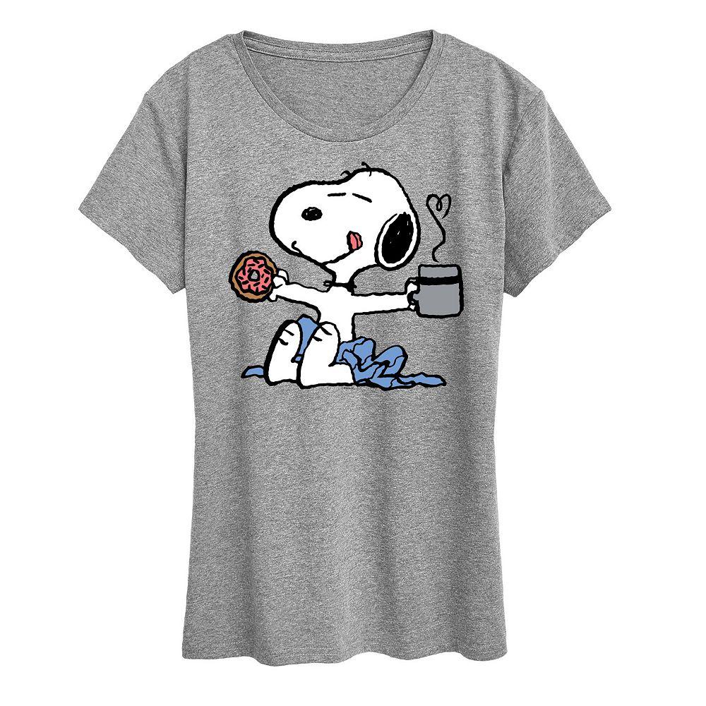 Women's Peanuts Donut Coffee Snoopy Graphic Tee,  Product Image