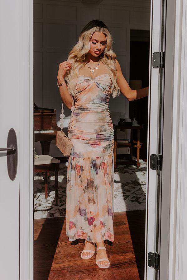 Gala Ready Floral Ruched Maxi Dress Product Image