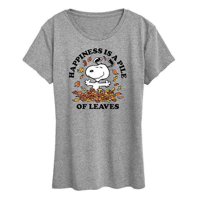 Women's Peanuts Snoopy Pile Of Leaves Graphic Tee, Girl's,  Product Image
