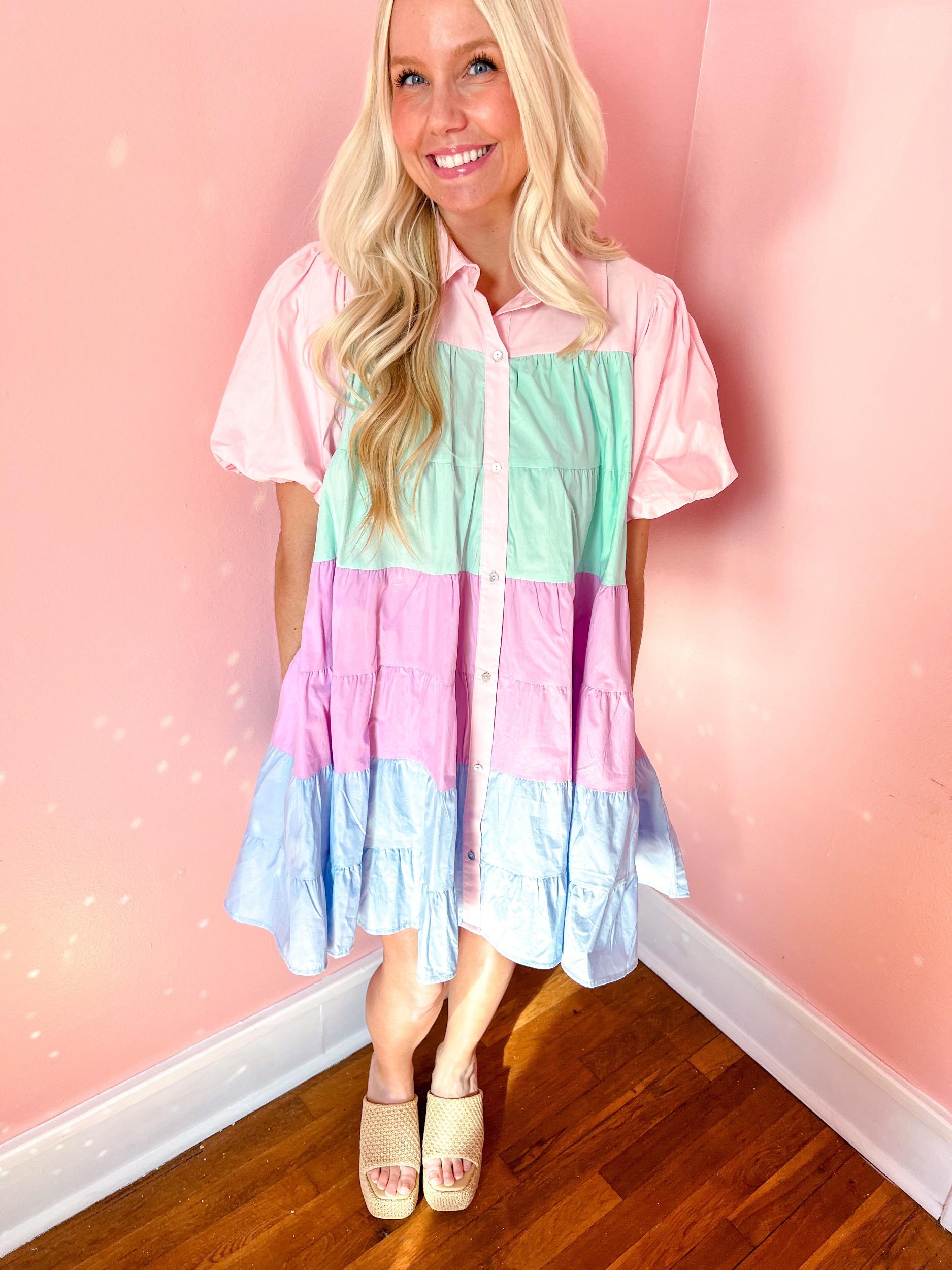 Pretty Pastels Colorblock Dress Product Image