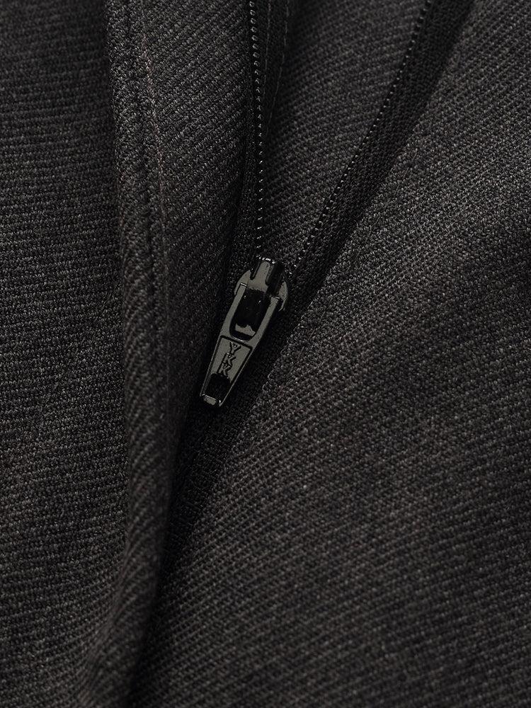 Worsted Wool Women Wide Leg Pants With Leather Belt Product Image