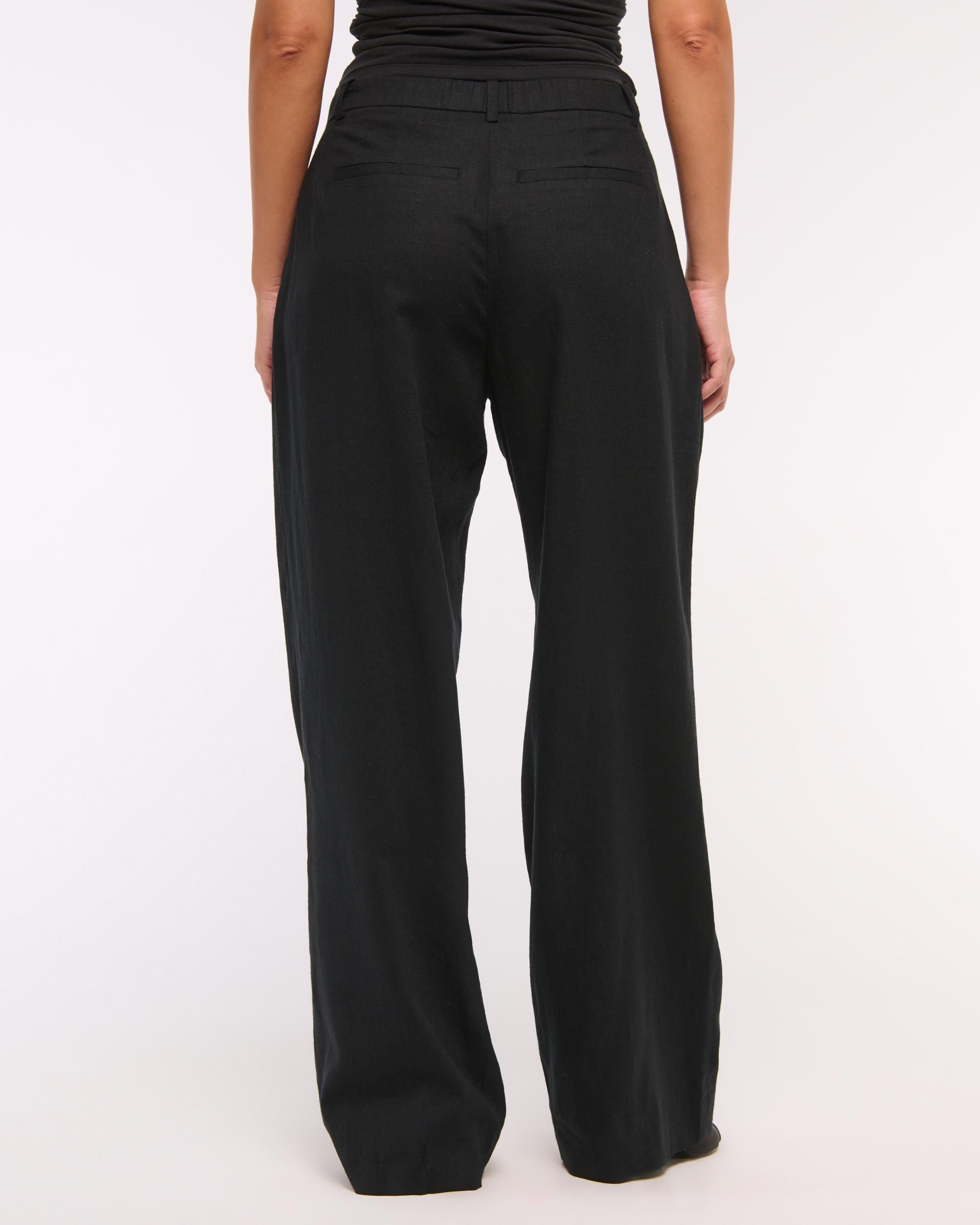 Curve Love A&F Sloane Low Rise Tailored Linen-Blend Pant Product Image
