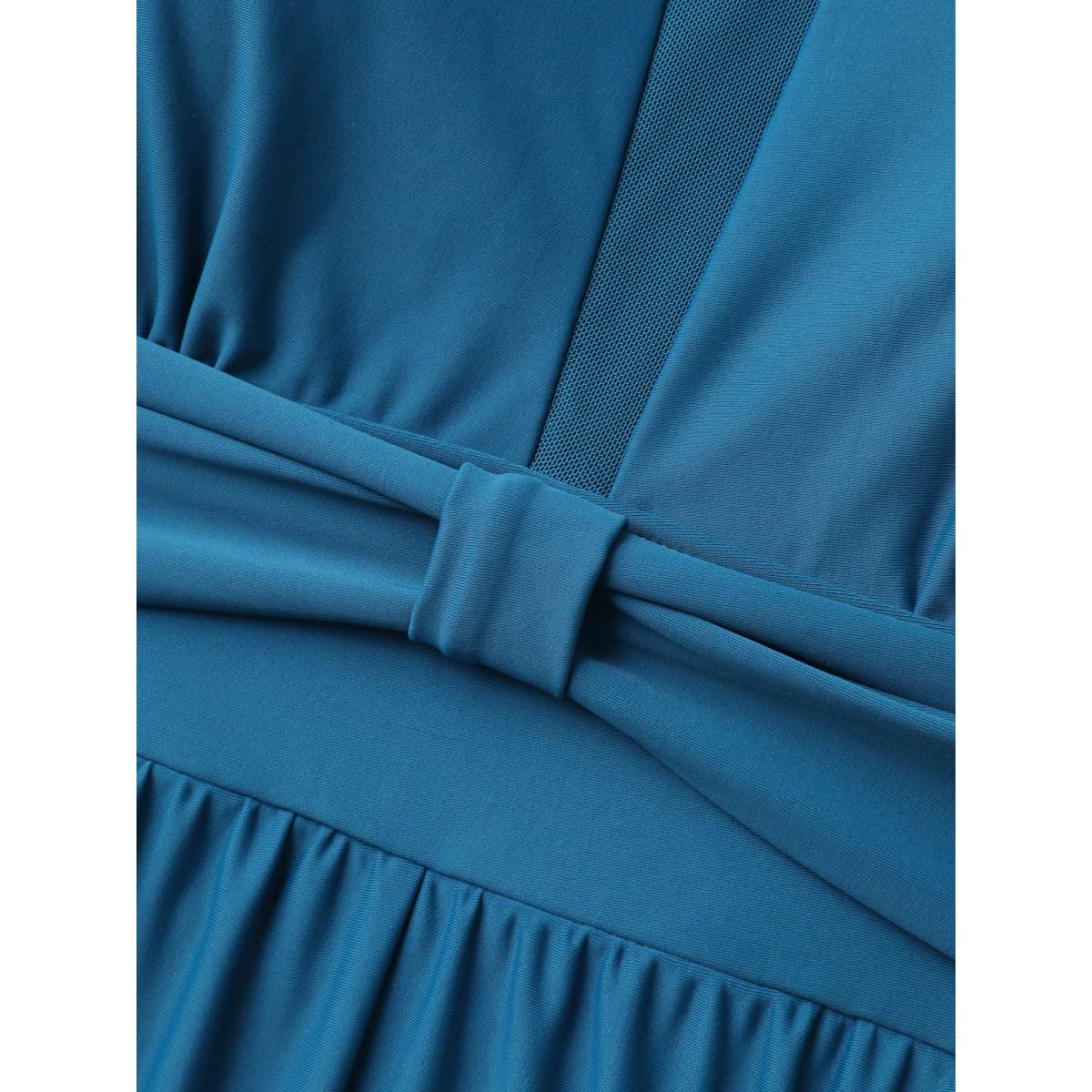 Plus Size Sheer Cut-Out Collar One-Piece Swimsuit Women's Swimwear Cyan Resort See through Curve Bathing Suits High stretch One Pieces BloomChic 18-20/2X Product Image