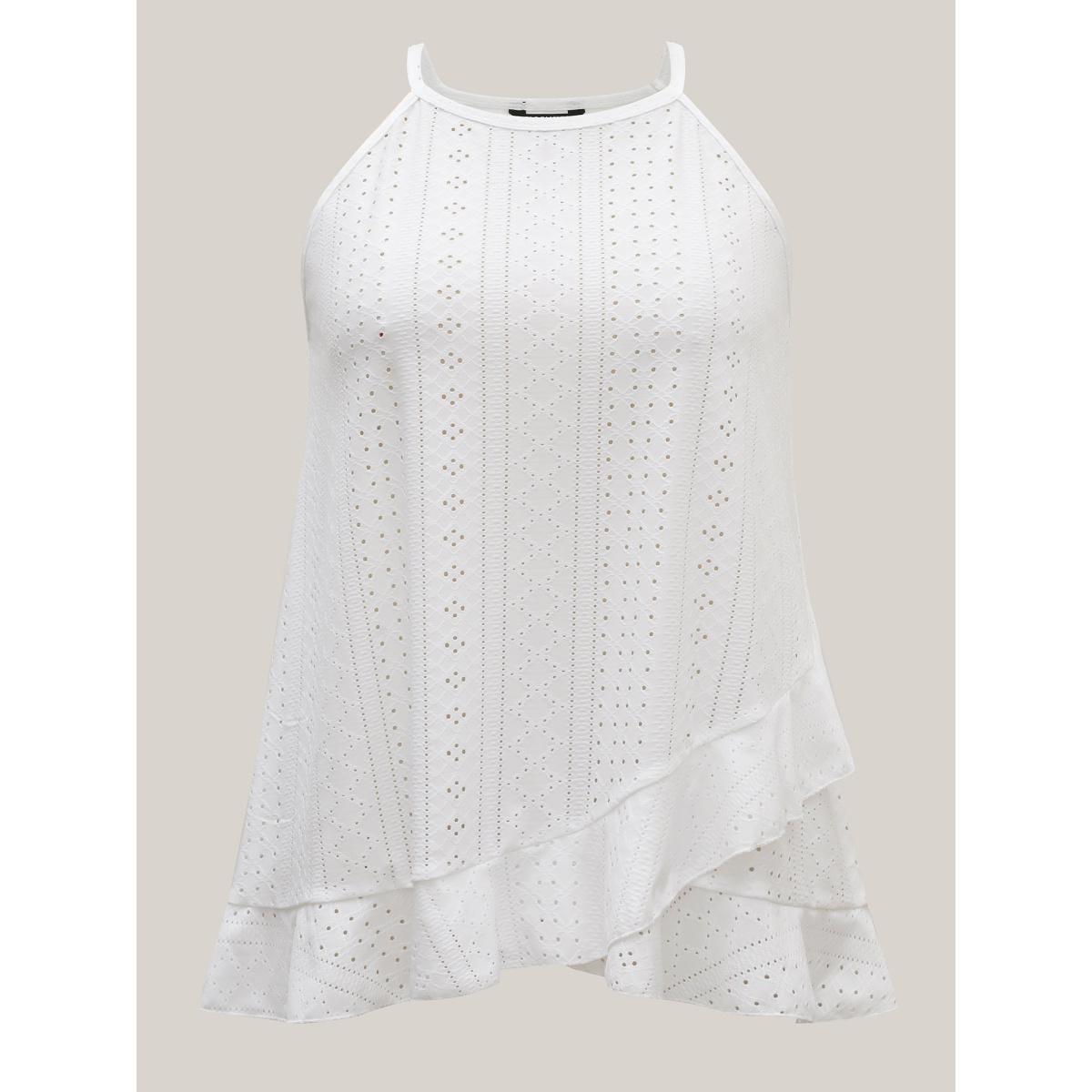 Plus Size Textured Knit Overlap Hem Tank Top Women Originalwhite Leisure Overlapping Round Neck Casual Tank Tops Camis BloomChic 14-16/1X Product Image