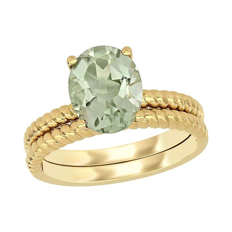 Stella Grace 14k Gold Green Quartz Bridal Ring Set, Womens Product Image