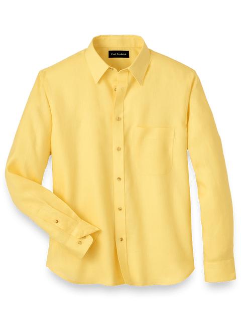 Linen Solid Casual Shirt - Yellow Product Image