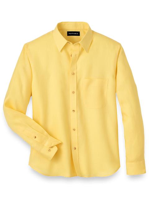 Linen Solid Casual Shirt - Yellow Product Image