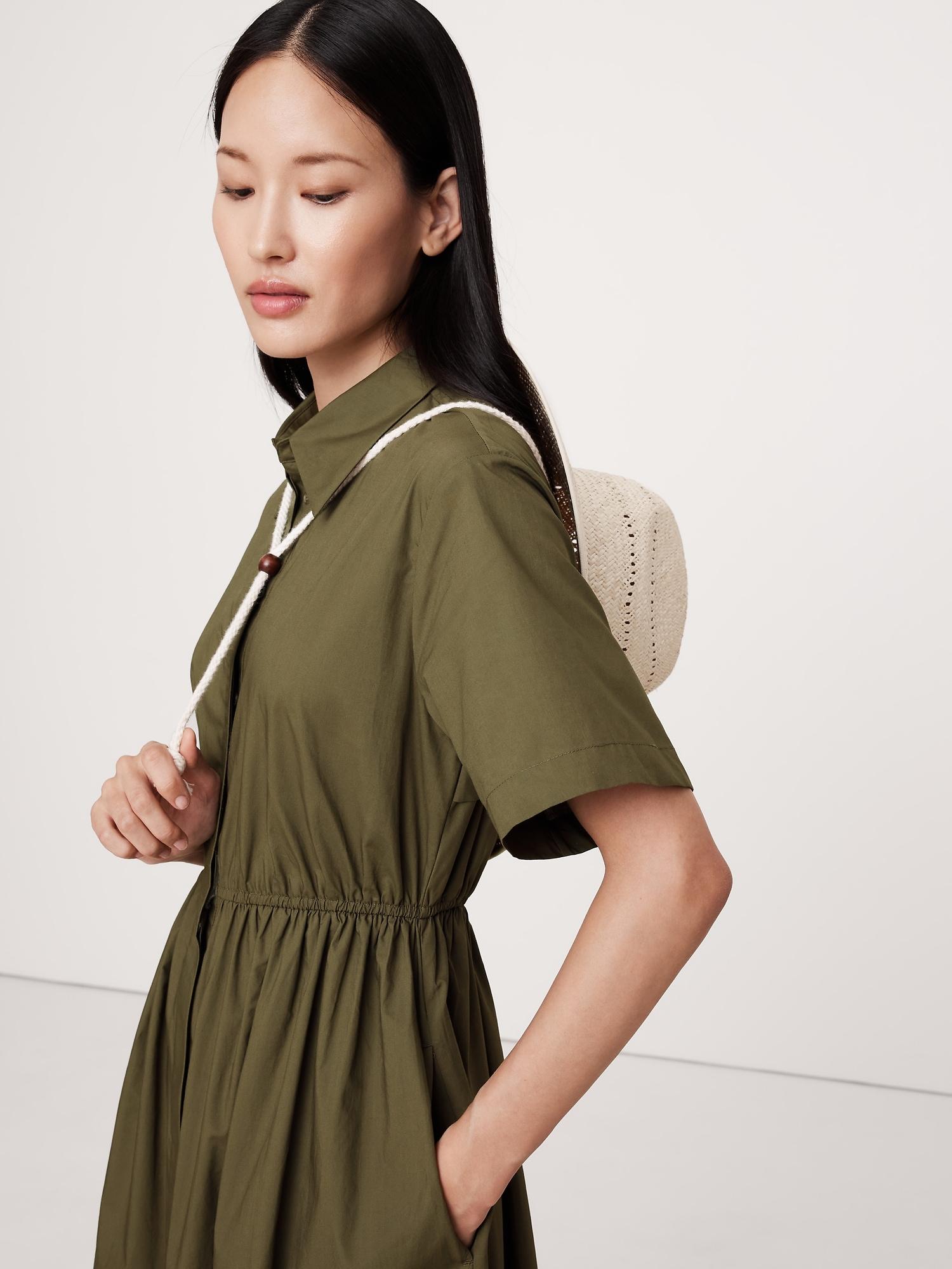Cotton Poplin Open-Back Shirt Dress Product Image