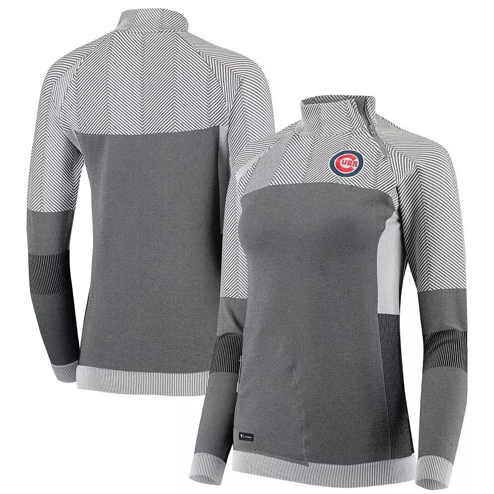 Women's Levelwear Gray Chicago Cubs Verse Asymmetrical Tri-Blend Quarter-Zip Jacket, Size: Large, Grey Product Image