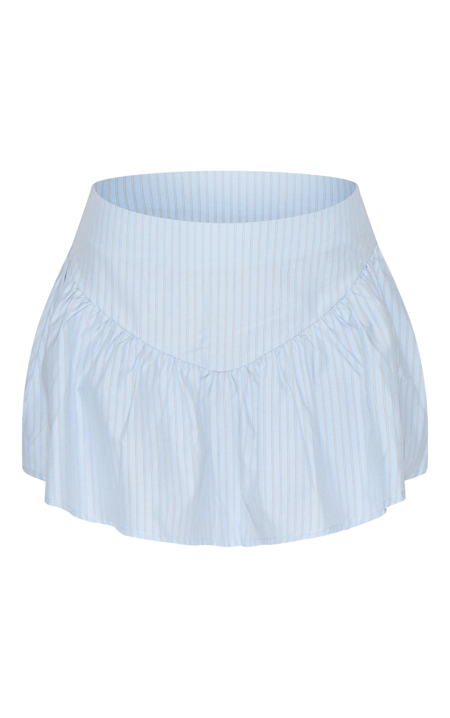 Blue Contrast Pinstripe Drop Waist Mini Skirt Product Image