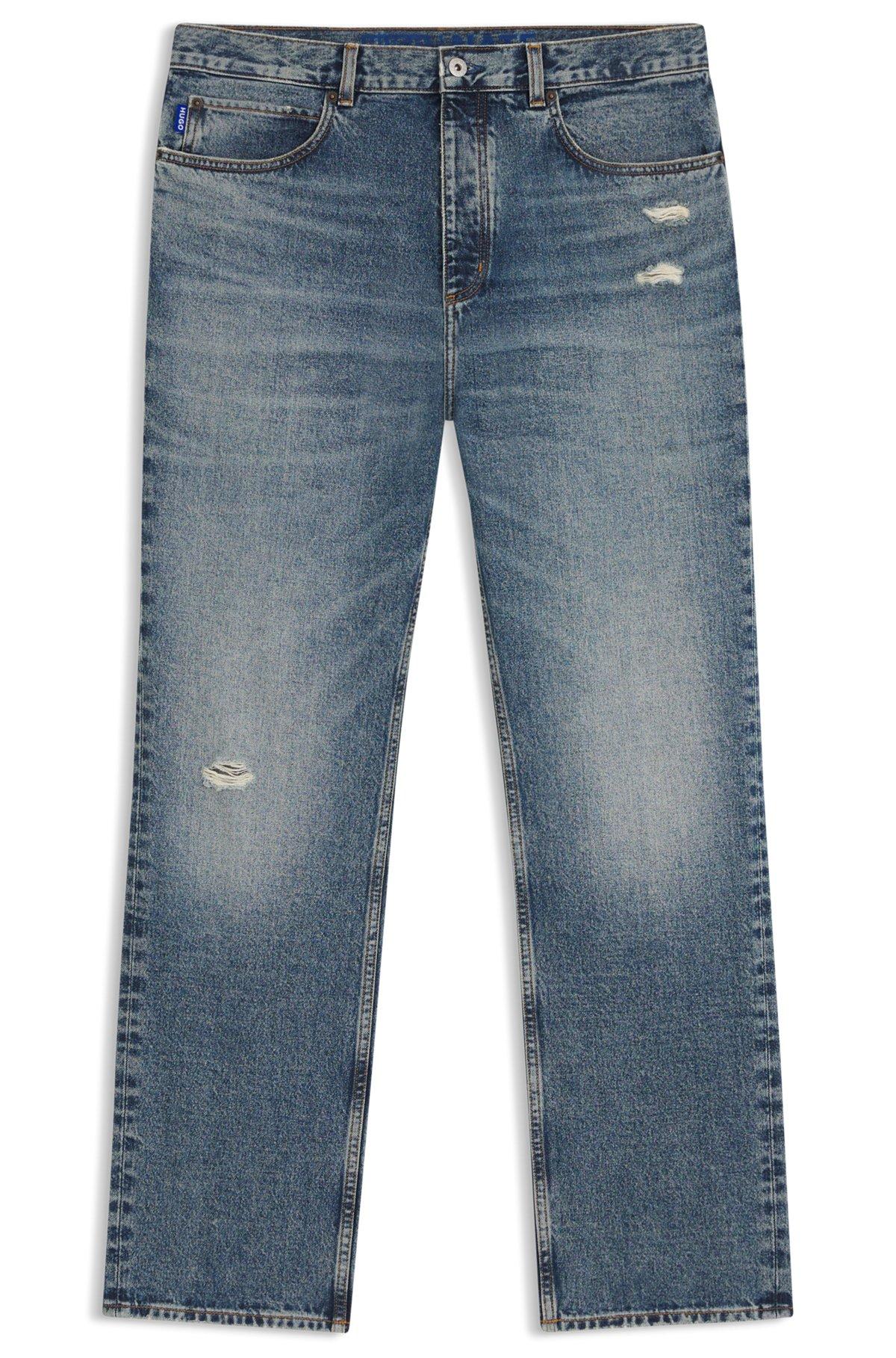Baggy-fit jeans in blue distressed denim Product Image