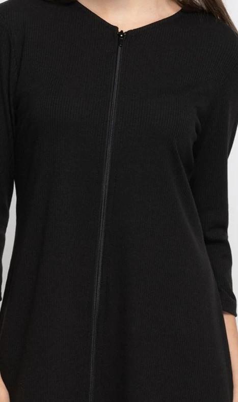 Black Rib Zip Dress Product Image