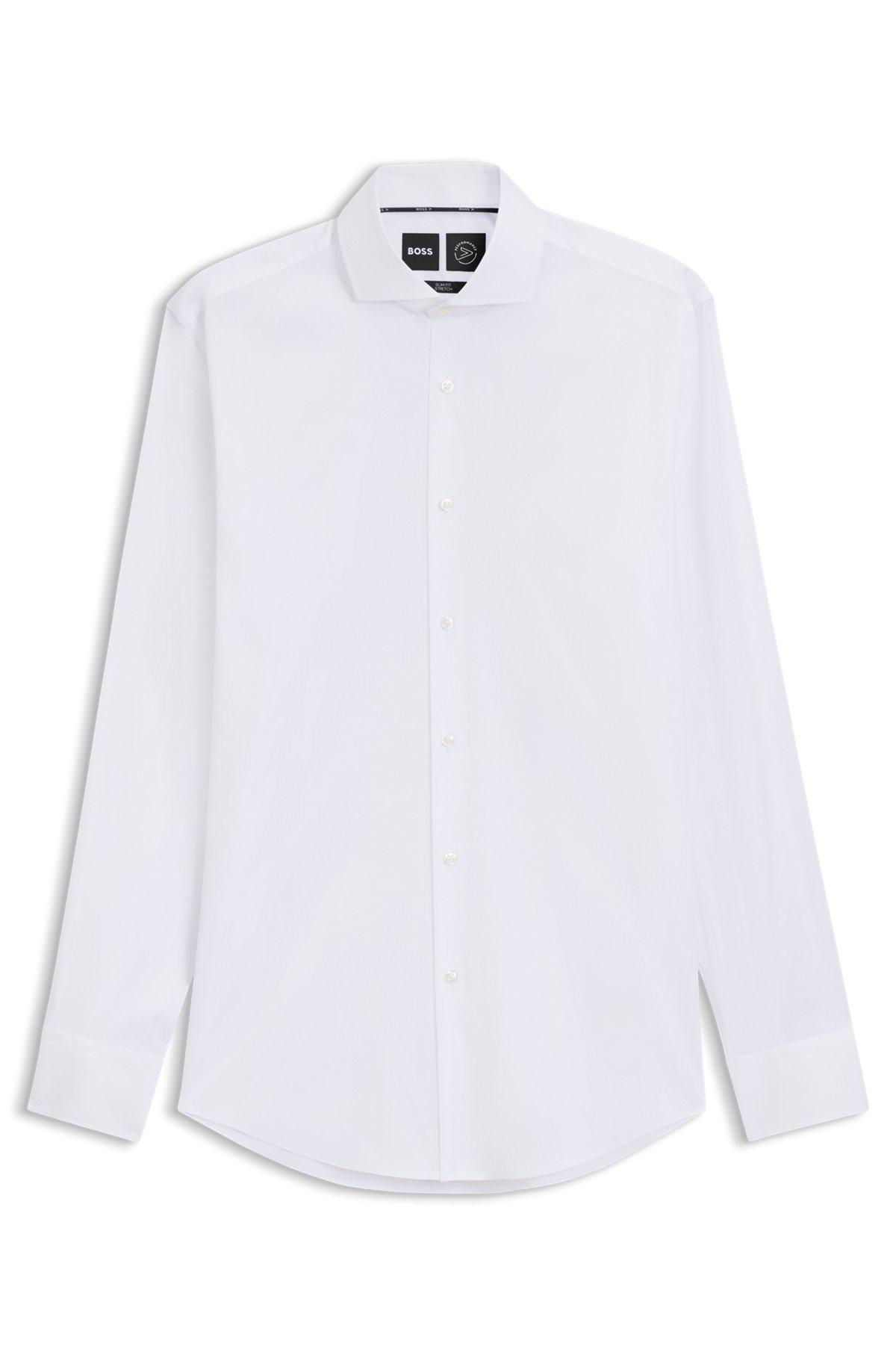 Easy-iron slim-fit shirt in cotton-blend poplin Product Image