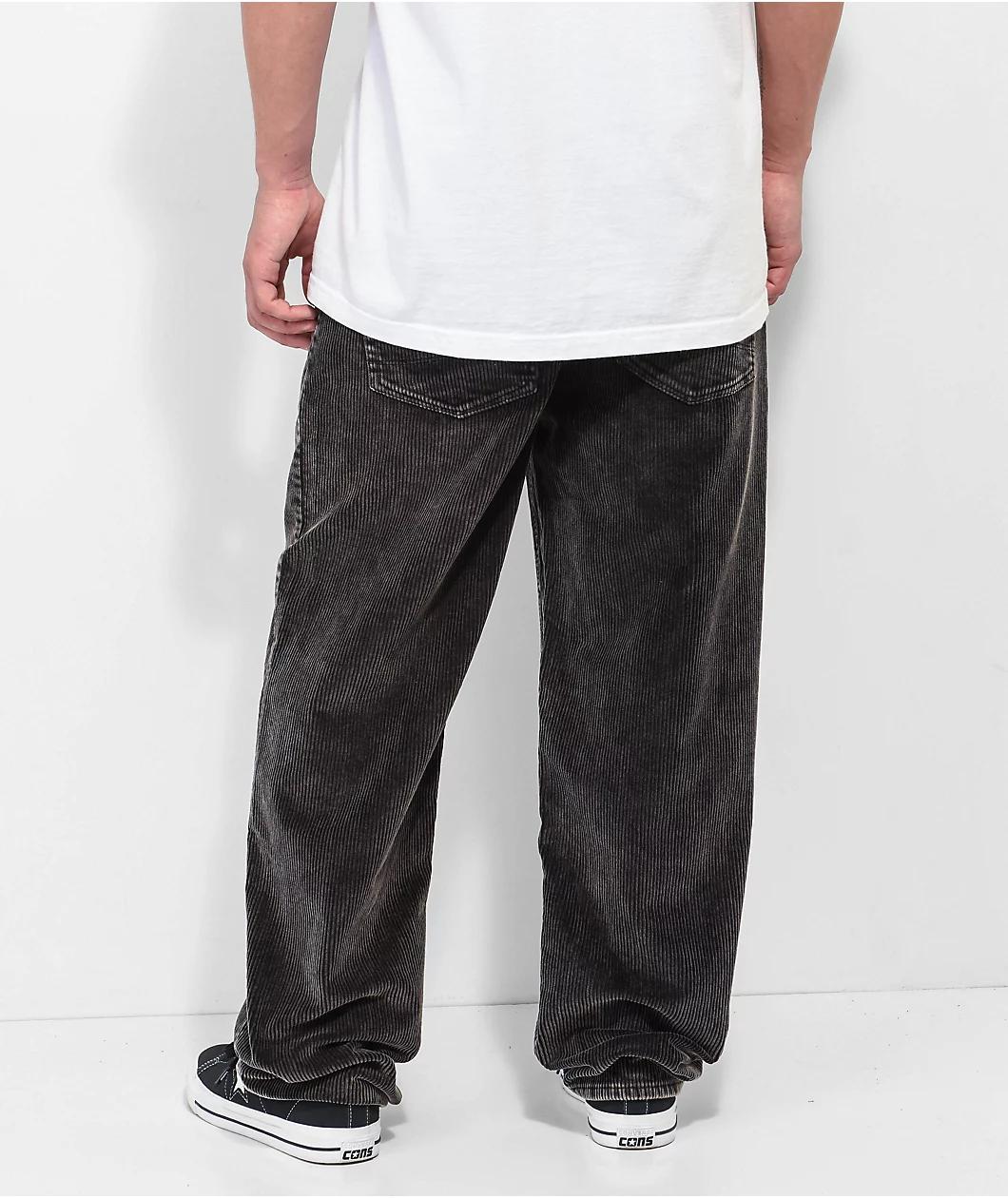 Empyre Loose Fit Sk8 Black Acid Wash Corduroy Skate Pants Product Image
