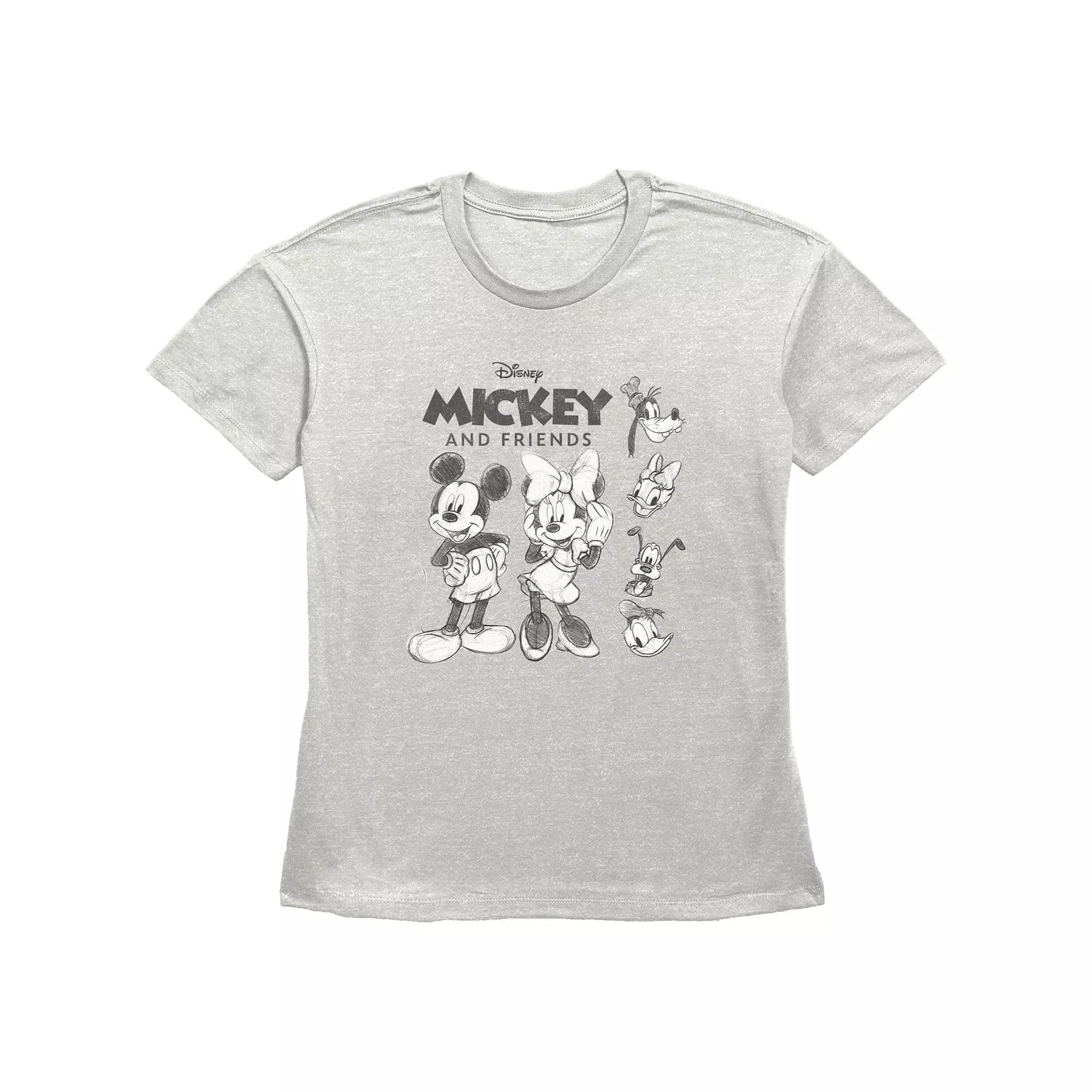 Disney's Mickey Mouse And Friends Sketches Women's Graphic Tee,  Product Image