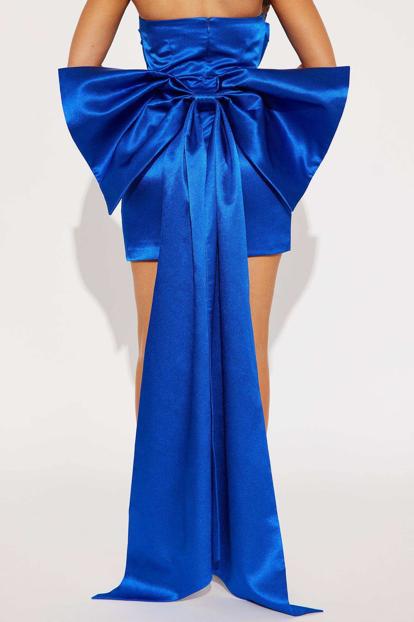 Indigo Glow Satin Mini Dress - Royal Product Image