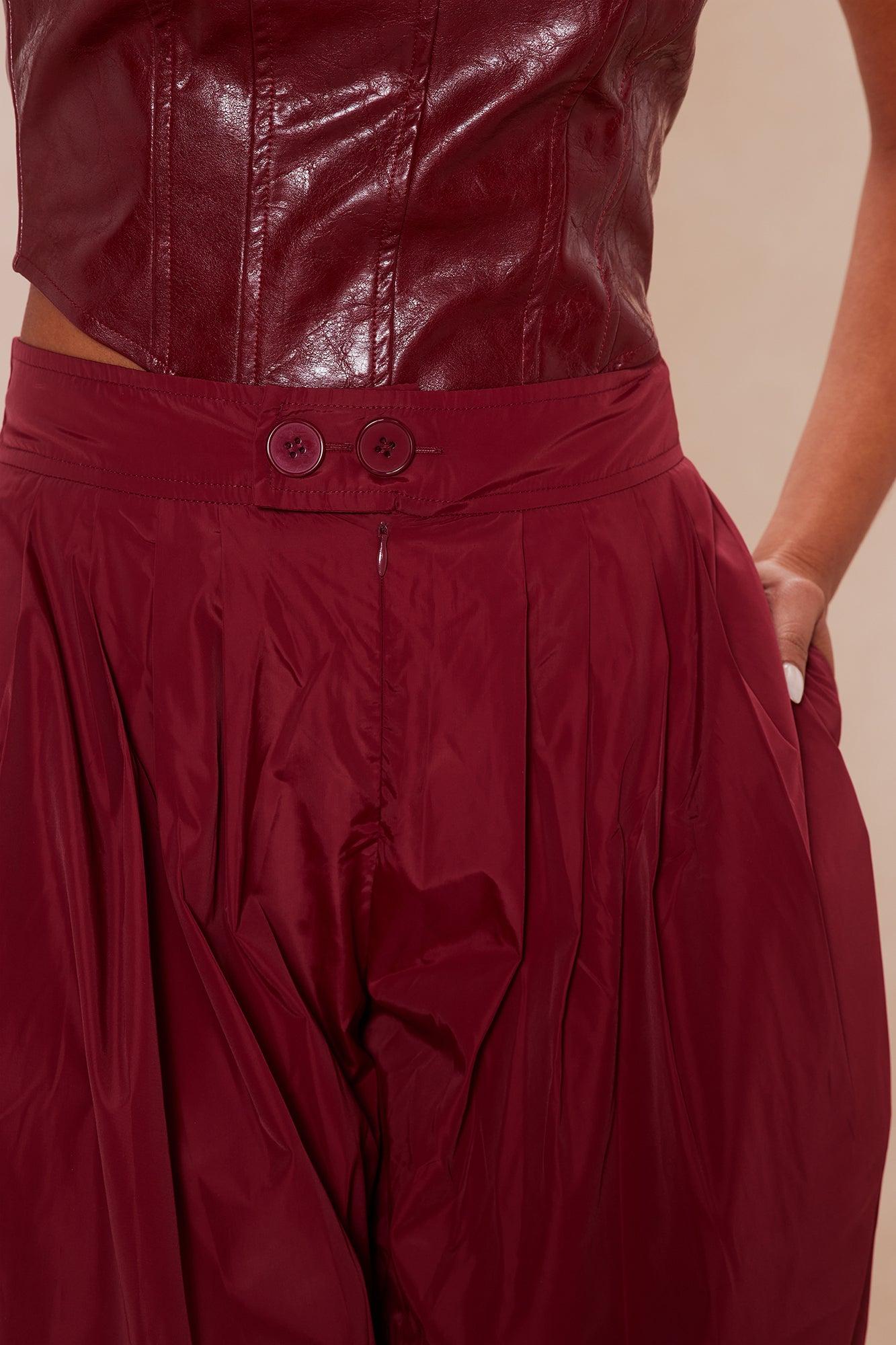 Estelle Taffeta Balloon Pant - Burgundy Female Product Image