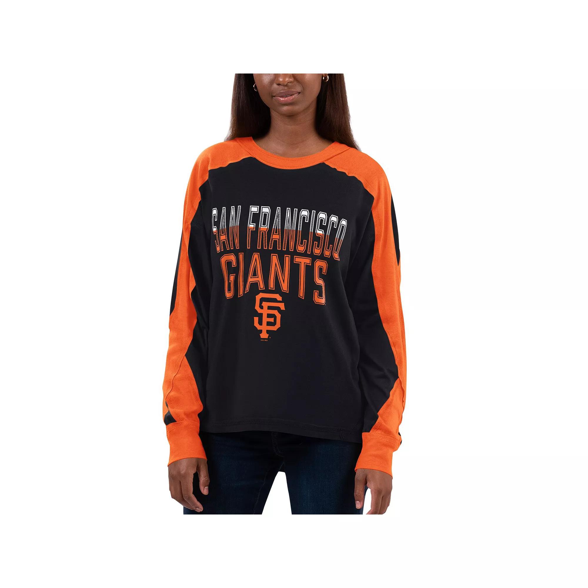Women's G-III 4Her by Carl Banks Black/Orange San Francisco Giants Smash Raglan Long Sleeve T-Shirt, Size: Medium Product Image