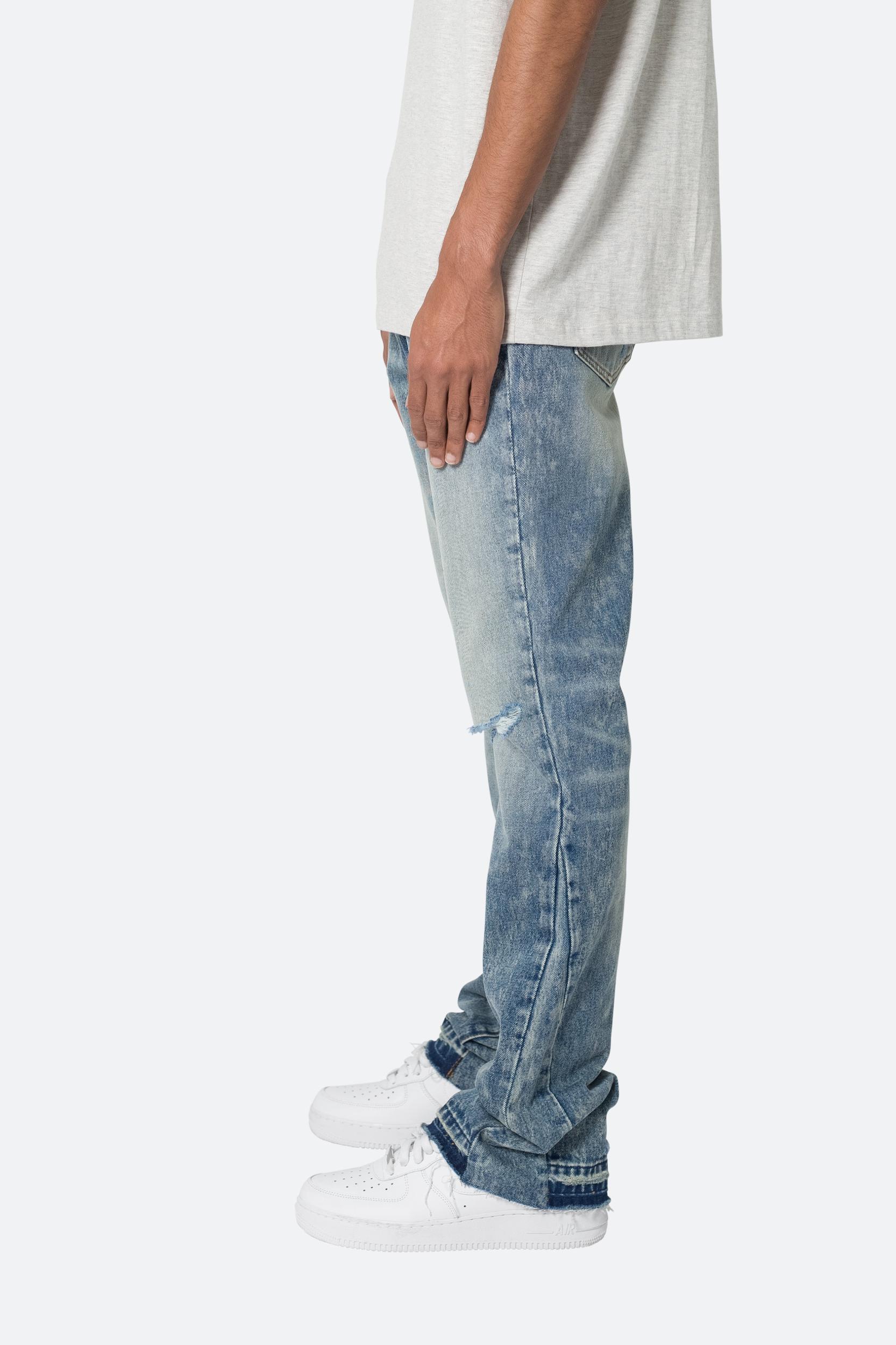 B615 Knee Hole Flare Denim - Blue Product Image