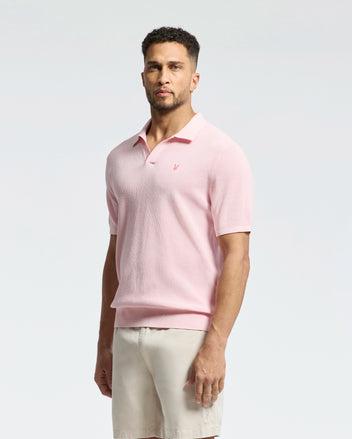 MENS LEETON JOHNNY COLLAR KNIT POLO - B6E562F200 Product Image