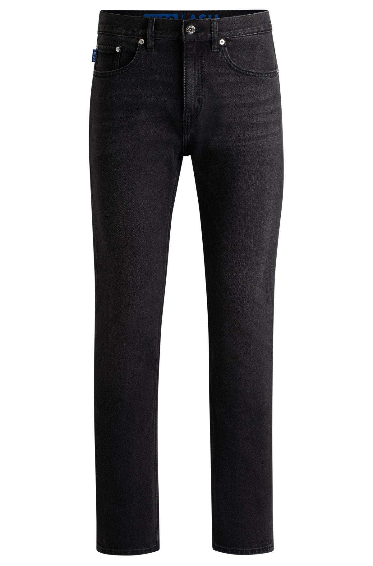 HUGO - Slim-fit jeans in black stretch denim - Dark Grey Product Image