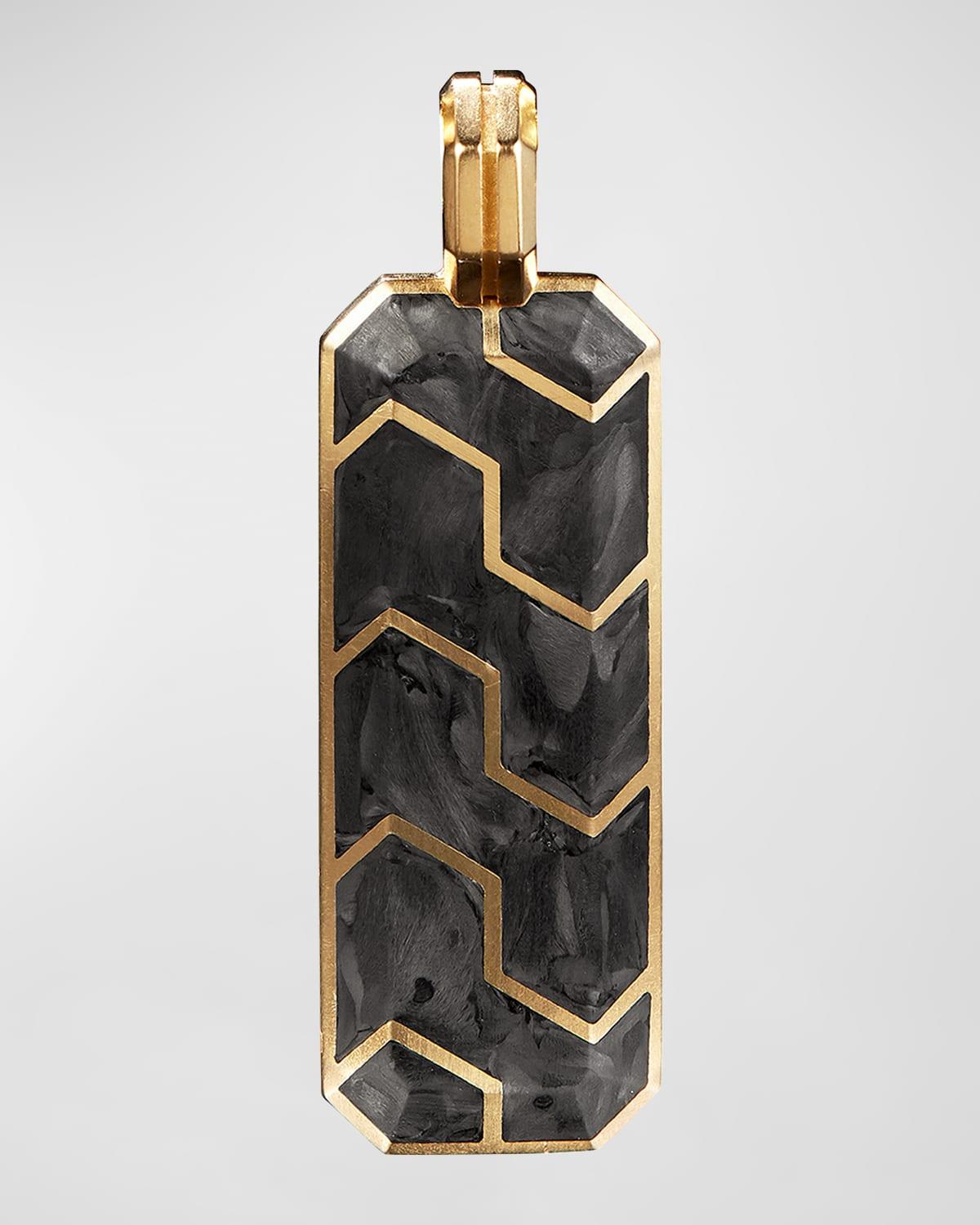 Mens Forged Carbon Ingot Tag in 18K Yellow Gold Product Image