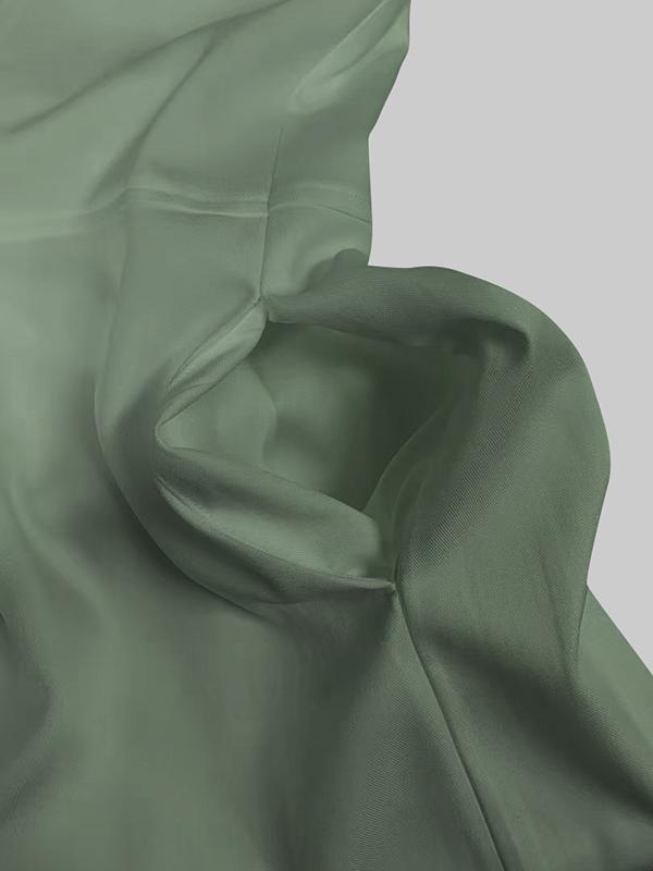 High Waisted Loose Pockets Solid Color Zipper V-Neck Jumpsuits Product Image