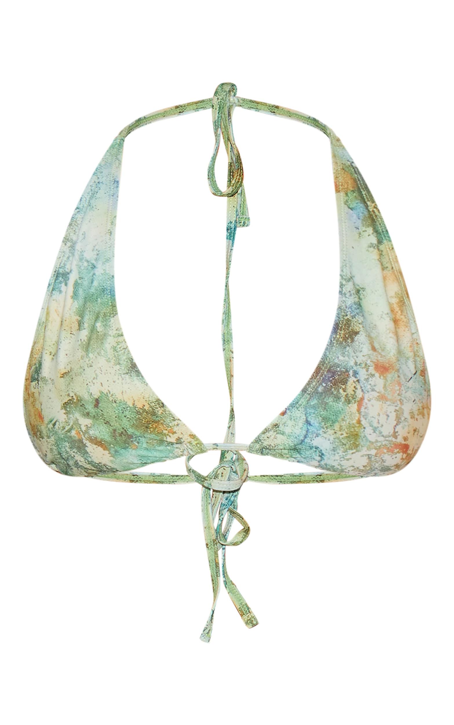 Green Mottled Print High Leg Bikini Bottoms Product Image