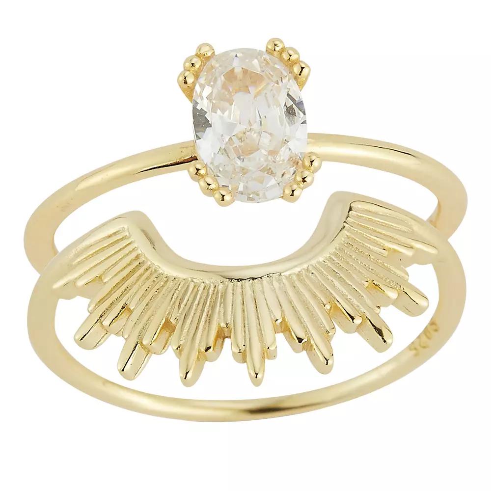 Sunkissed Sterling Sterling Silver Cubic Zirconia Art Deco Rings Set, Women's, Size: 6, Gold Tone Product Image