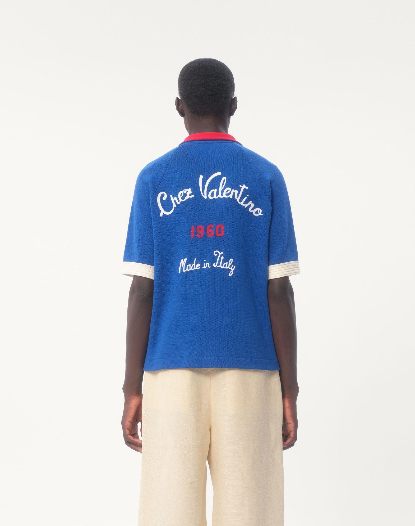 Cotton Bowling Shirt With Chez Valentino Embroidery Product Image