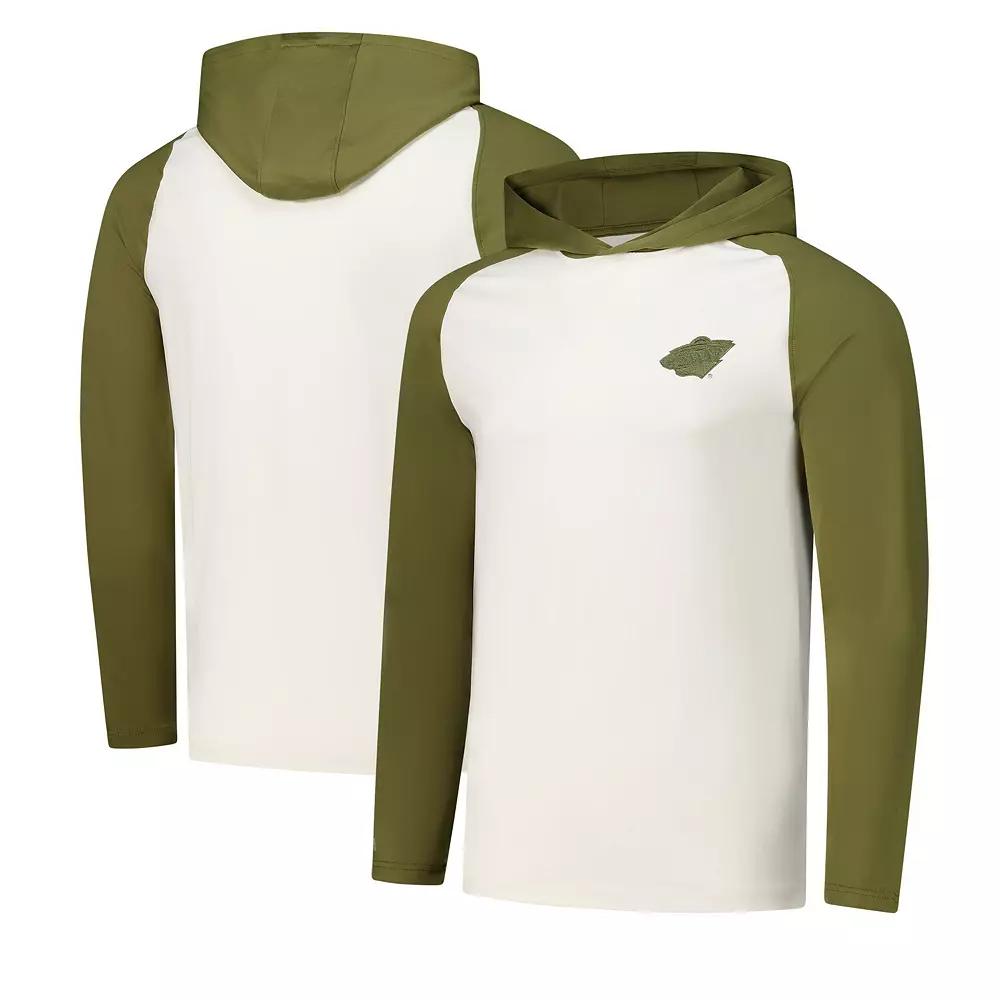 Men's Antigua Cream Minnesota Wild Intrepid Sand Long Sleeve Hoodie T-Shirt, Size: Medium, Beige Product Image