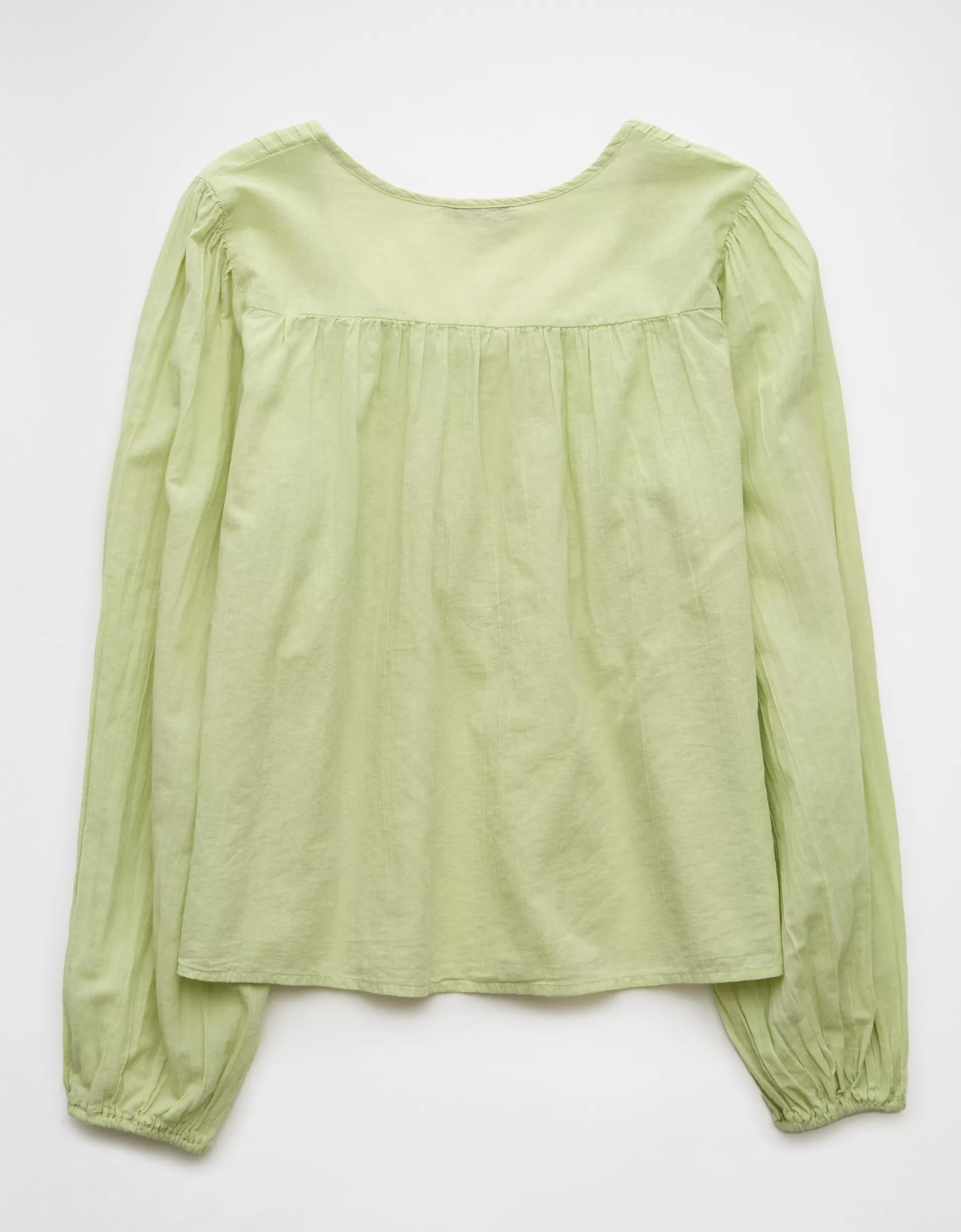 AE Long-Sleeve Breezy Boho Blouse Product Image