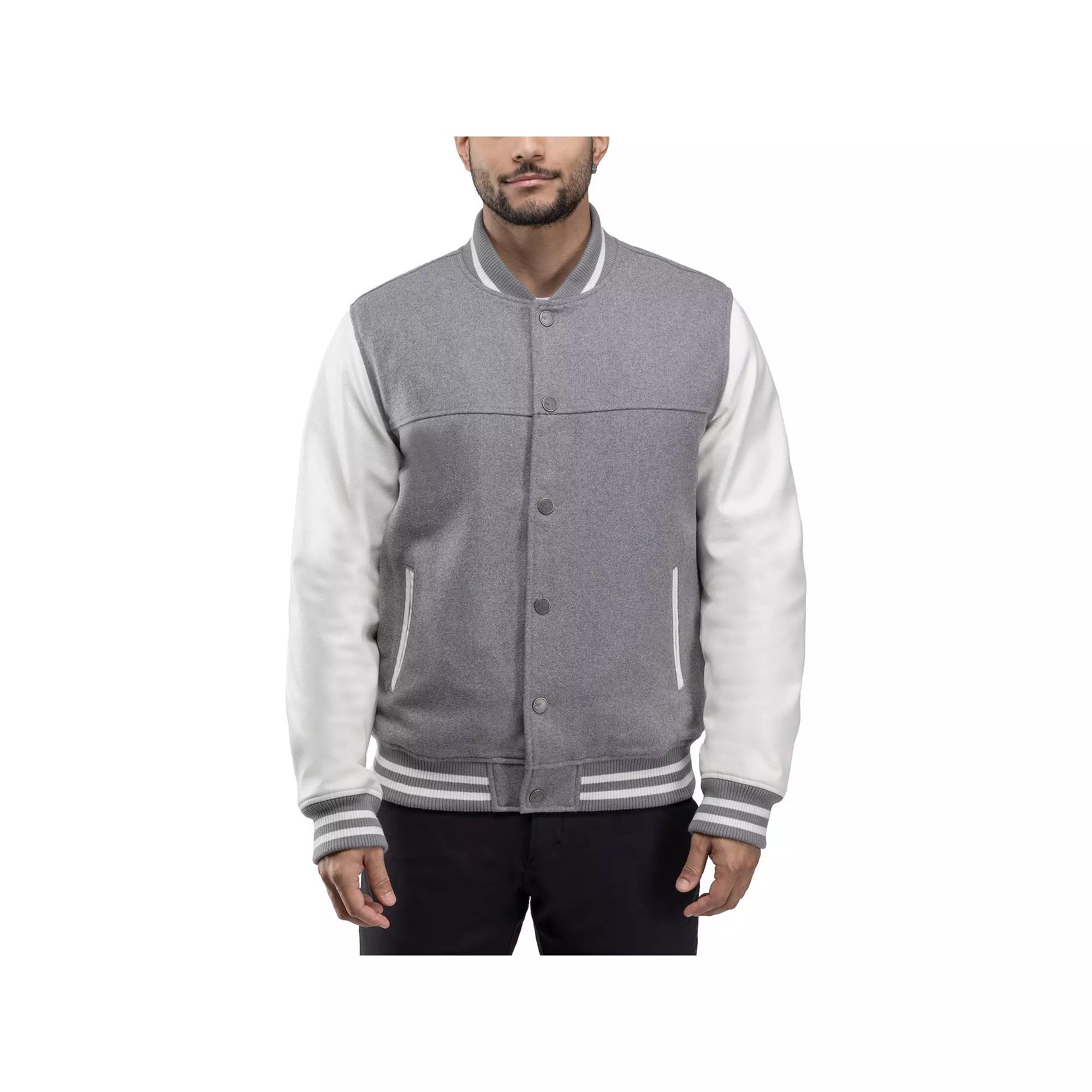 Men's Xray Wool Blend Varsity Bomber Jacket with Faux Leather Sleeves,  Product Image