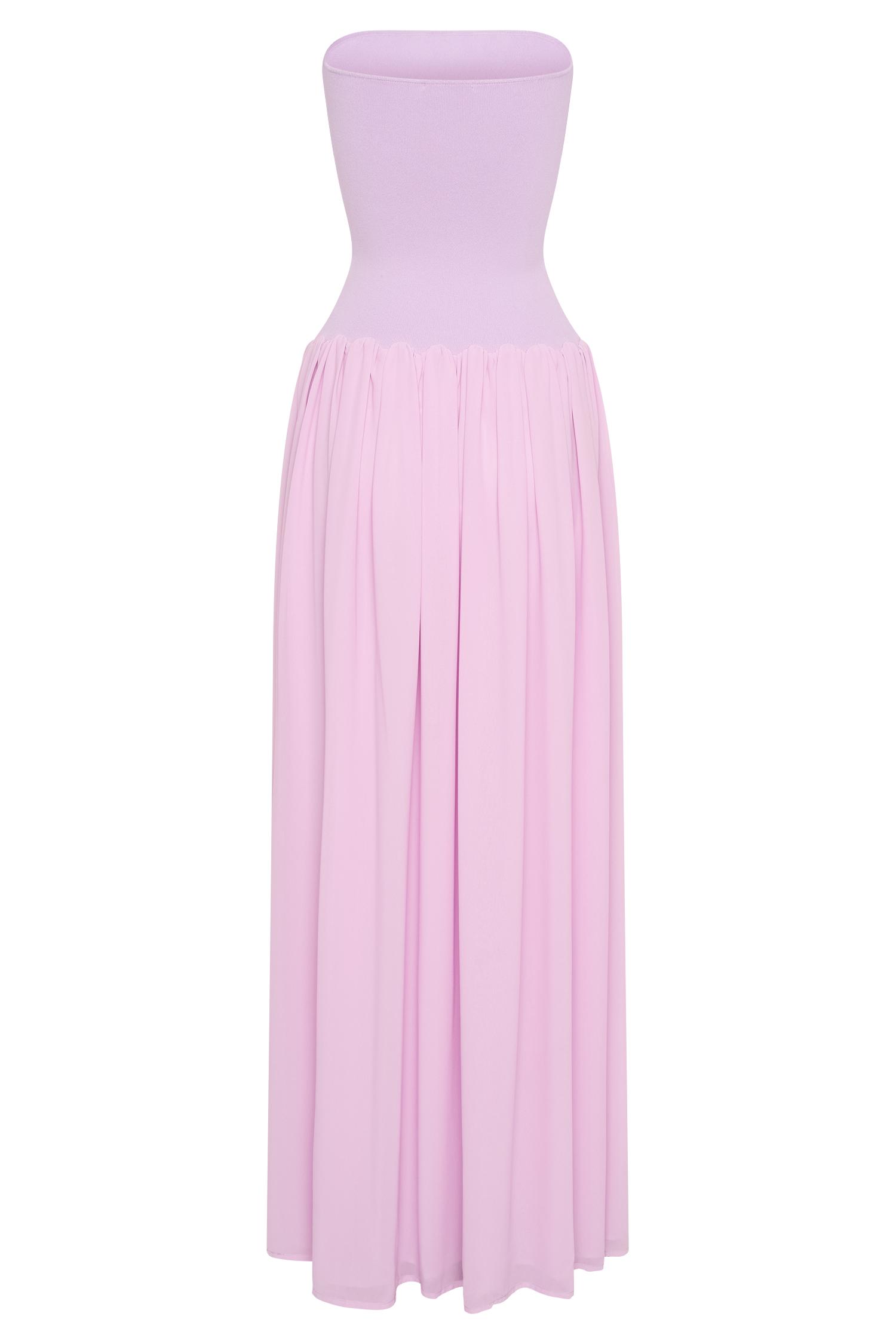 Lyanna Knit And Chiffon Strapless Maxi Dress - Lilac Product Image