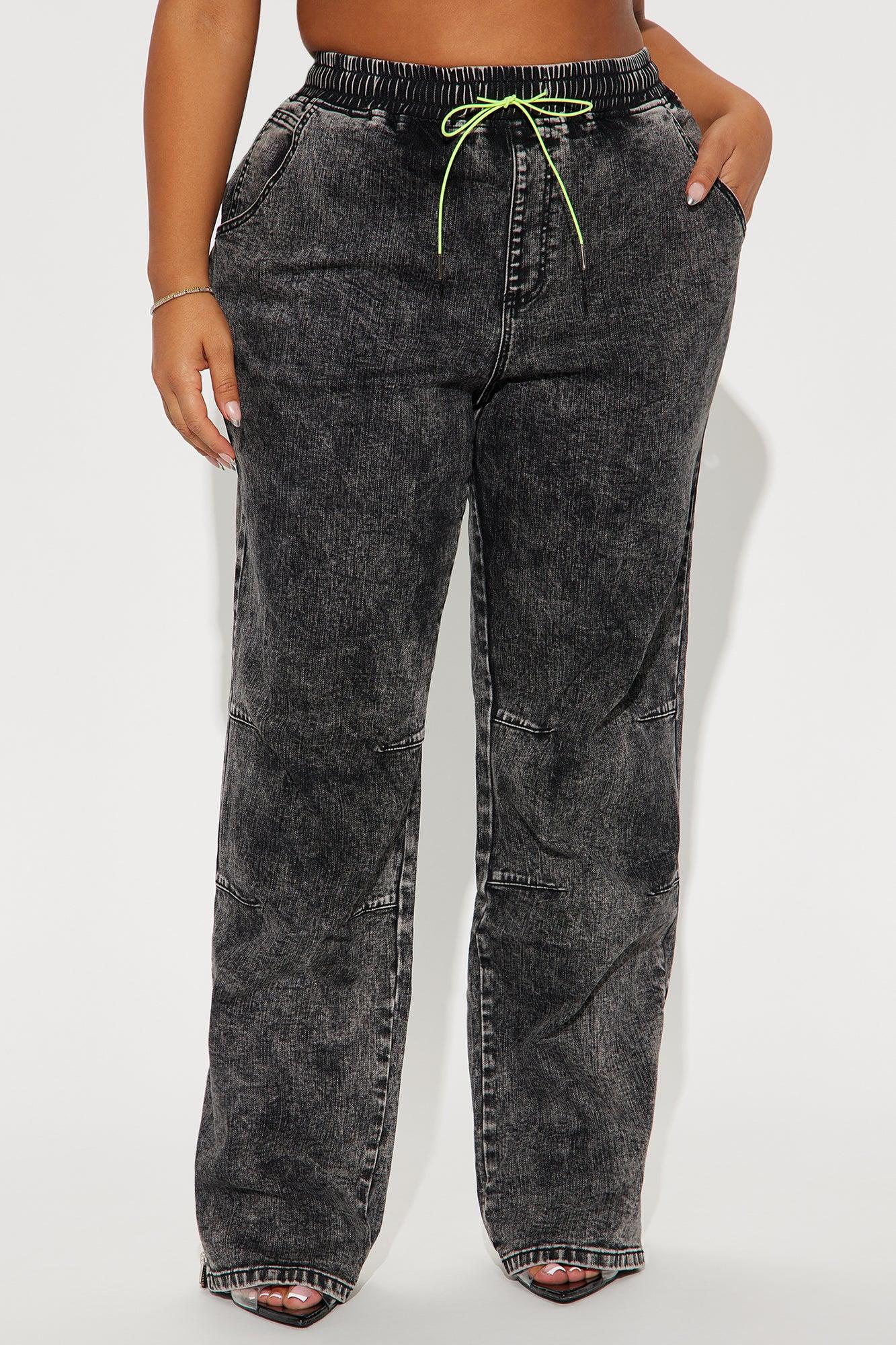 Stepping Out Zipper Straight Leg Jeans - Acid Wash Black Product Image
