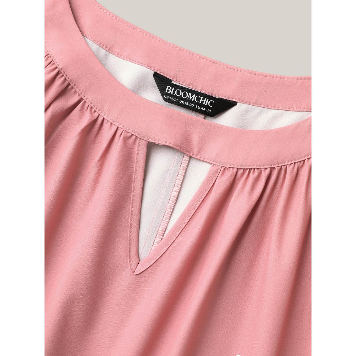 Plus Size Ombre Gradient Waist-Tie Pockets Midi Dress Plum Women Resort Gathered Round Neck Sleeveless Curvy BloomChic 18-20/2X Product Image