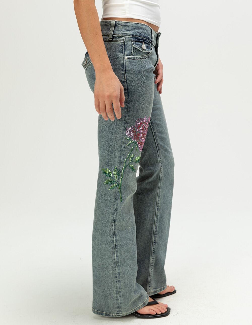 WEST OF MELROSE Womens Rhinestone Bootcut Jeans - LIGHT WASH Product Image
