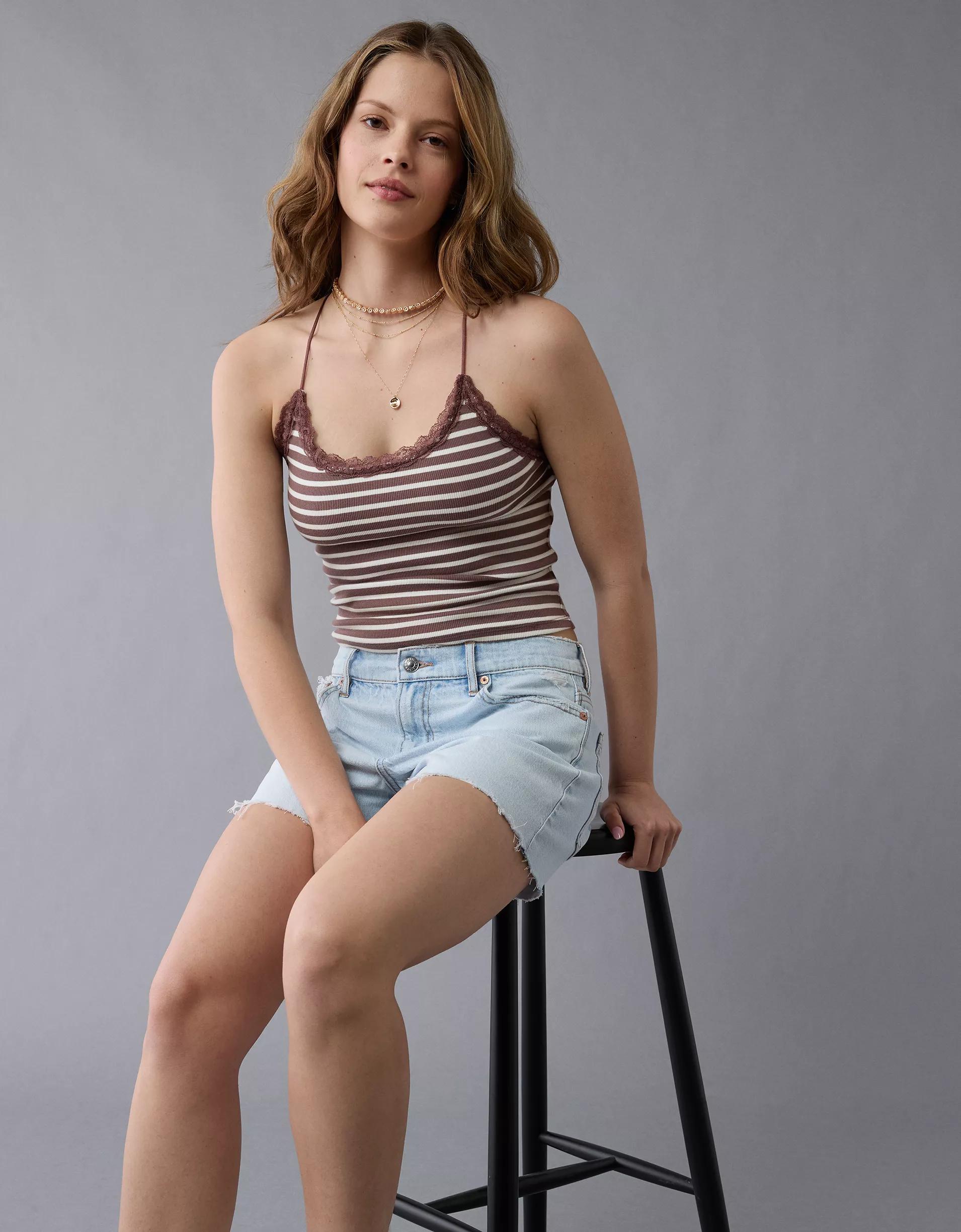 AE Strappy Go Lucky Cropped Lace Tank Top Product Image