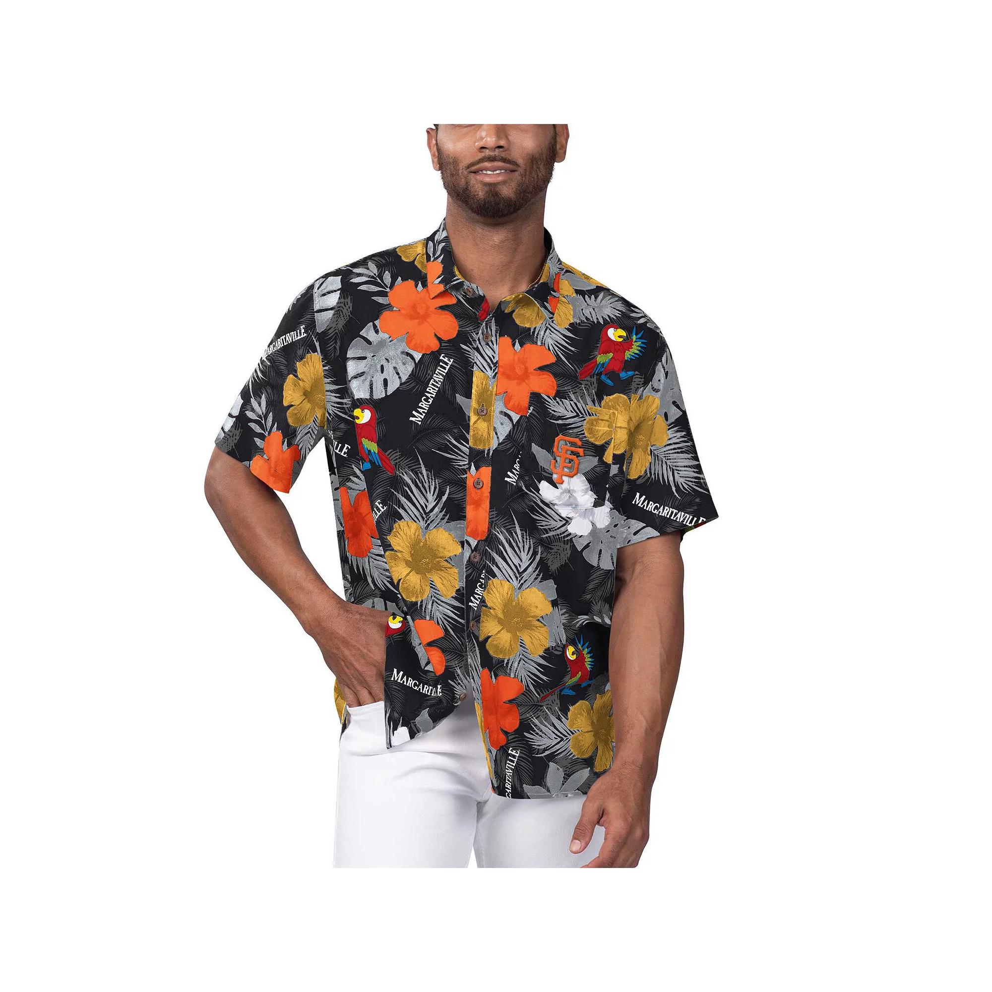 Men's Margaritaville Black San Francisco Giants Island Life Floral Party Button-Up Shirt, Size: Medium Product Image