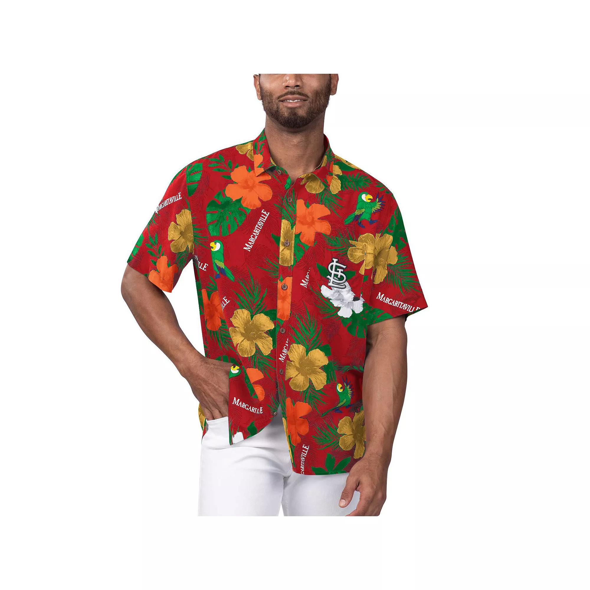 Men's Margaritaville Red Los Angeles Angels Island Life Floral Party Button-Up Shirt, Size: XXL Product Image